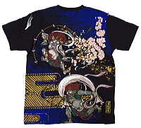 和柄半袖Ｔシャツ 風神雷神